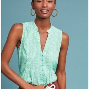 {A n t h r o} Mint Green Top